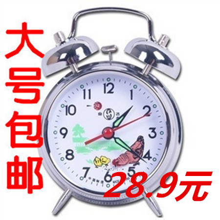 合飞老式上发条机械闹钟金属上弦打铃大号817/823怀旧经典鸡吃米