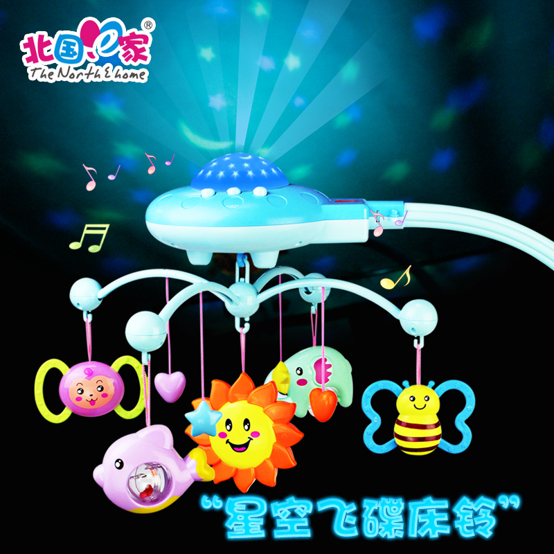 新生儿宝宝摇铃0-1岁 婴儿玩具床铃3-6-12个月音乐旋转床头铃床挂