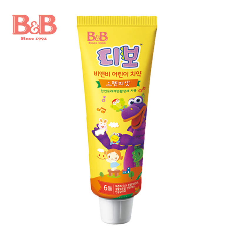 【天猫超市】韩国进口B&B/保宁幼儿儿童牙膏90g橙子香型 含氟