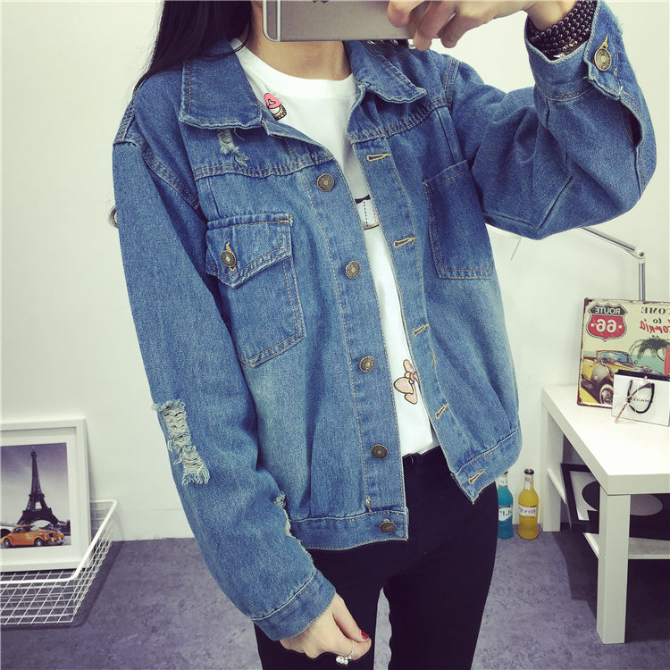 女士韩版百搭休闲外衣服春秋天学生短装牛仔褂子女装短款小外套潮