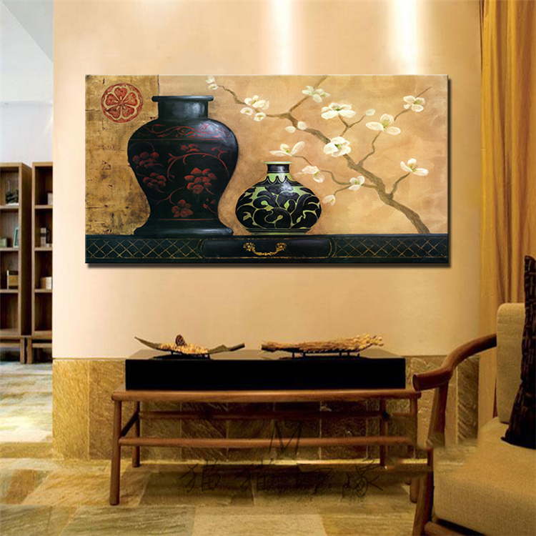 复古瓷器装饰画古典中式怀旧壁画客厅挂画书房餐厅挡电表箱无框画