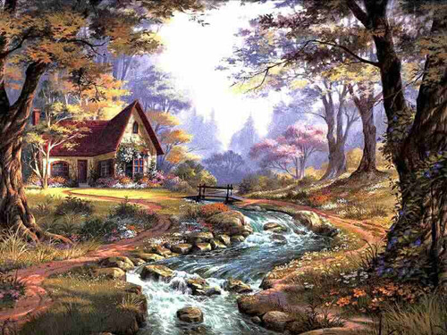 精准印花新款法国dmc十字绣正品 风景田园风光 世界名画油画 秋色