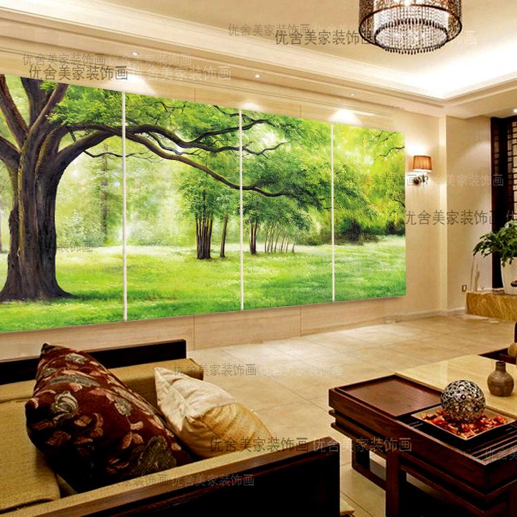 客厅装饰画壁画现代简约无框卧室玄关沙发背景墙画风景发财树挂画