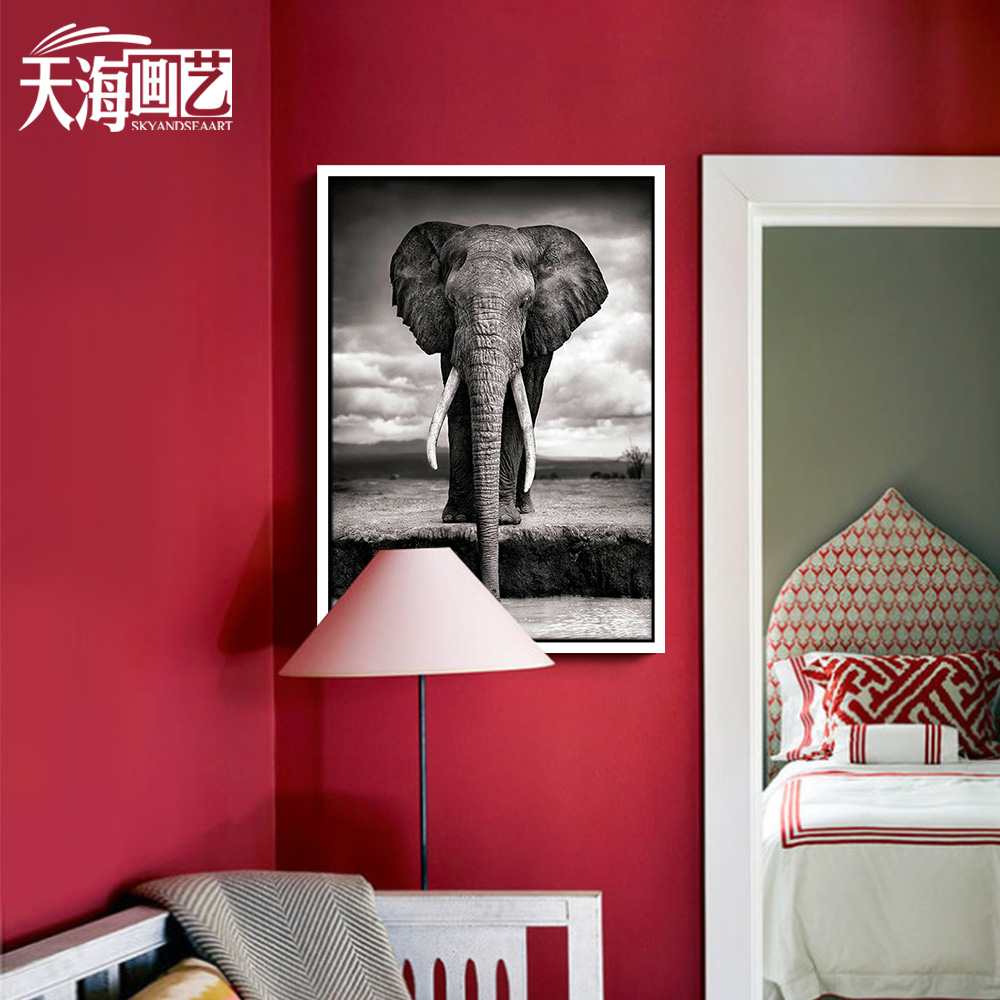 黑白客厅装饰画现代挂画书房餐厅卧室单幅竖版玄关过道墙画壁画象