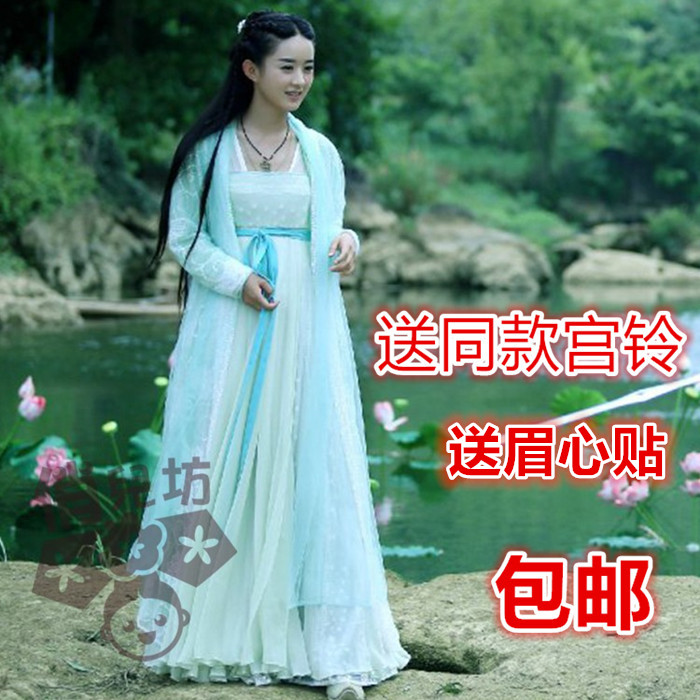 儿童古装汉服花千骨同款古装赵丽颖齐胸襦裙改良摄影cos服仙女服