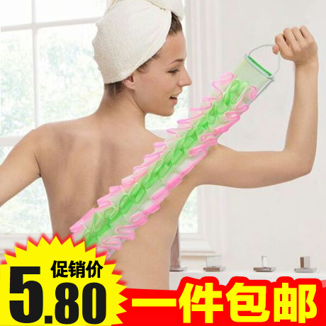 8588 双面加厚免搓澡巾手套搓背长条洗澡巾拉背条球沐浴条